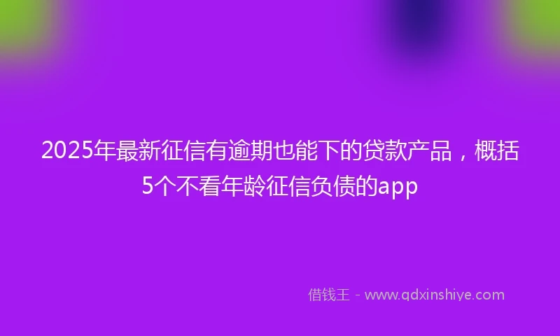 2025年最新征信有逾期也能下的贷款产品，概括5个不看年龄征信负债的app