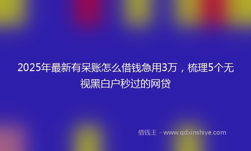 2025年最新有呆账怎么借钱急用3万，梳理5个无视黑白户秒过的网贷