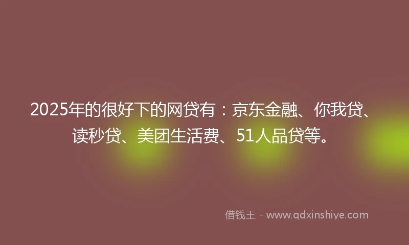 2025年的很好下的网贷有：京东金融、你我贷、读秒贷、美团生活费、51人品贷等。