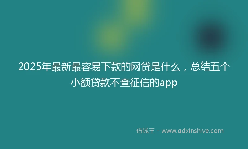 2025年最新最容易下款的网贷是什么，总结五个小额贷款不查征信的app