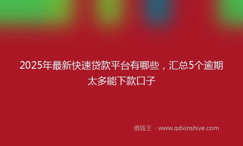 2025年最新快速贷款平台有哪些，汇总5个逾期太多能下款口子