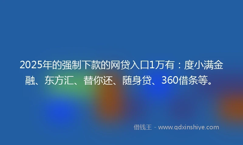 2025年的强制下款的网贷入口1万有：度小满金融、东方汇、替你还、随身贷、360借条等。