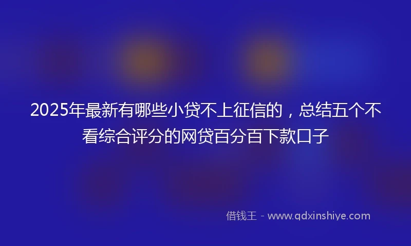 2025年最新有哪些小贷不上征信的，总结五个不看综合评分的网贷百分百下款口子