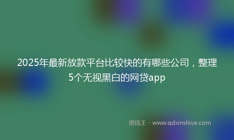 2025年最新放款平台比较快的有哪些公司，整理5个无视黑白的网贷app