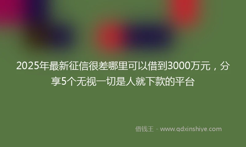 2025年最新征信很差哪里可以借到3000万元，分享5个无视一切是人就下款的平台