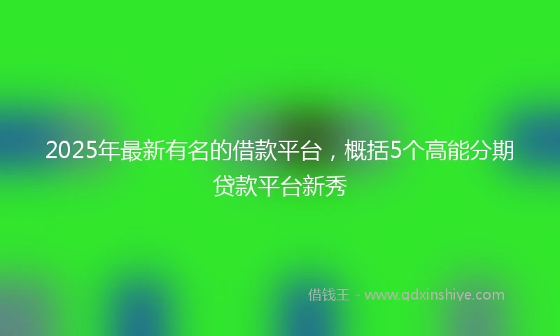 2025年最新有名的借款平台，概括5个高能分期贷款平台新秀