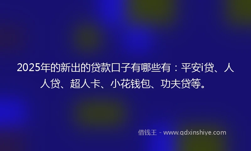 2025年的新出的贷款口子有哪些有：平安i贷、人人贷、超人卡、小花钱包、功夫贷等。