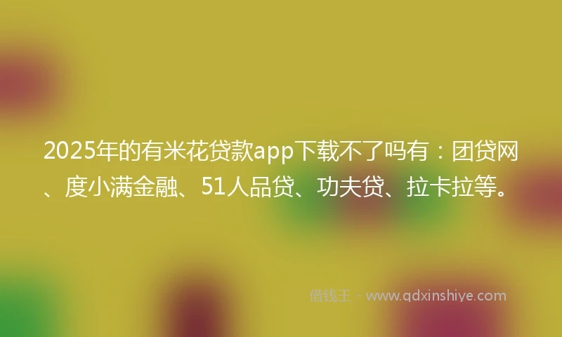 2025年的有米花贷款app下载不了吗有：团贷网、度小满金融、51人品贷、功夫贷、拉卡拉等。