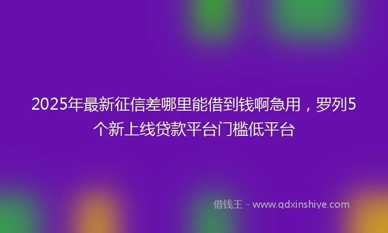 2025年最新征信差哪里能借到钱啊急用，罗列5个新上线贷款平台门槛低平台