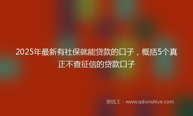 2025年最新有社保就能贷款的口子，概括5个真正不查征信的贷款口子