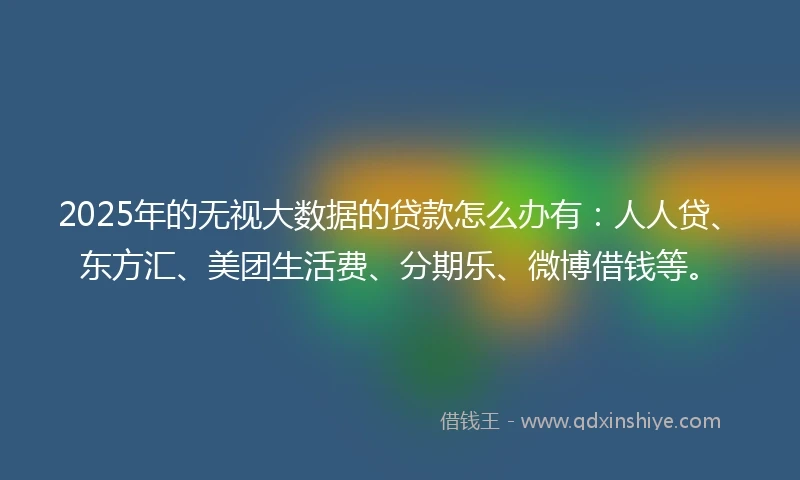 2025年的无视大数据的贷款怎么办有：人人贷、东方汇、美团生活费、分期乐、微博借钱等。