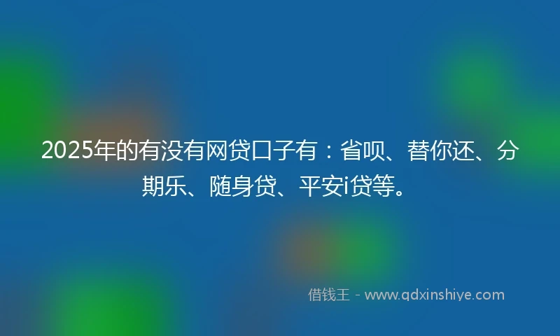 2025年的有没有网贷口子有：省呗、替你还、分期乐、随身贷、平安i贷等。