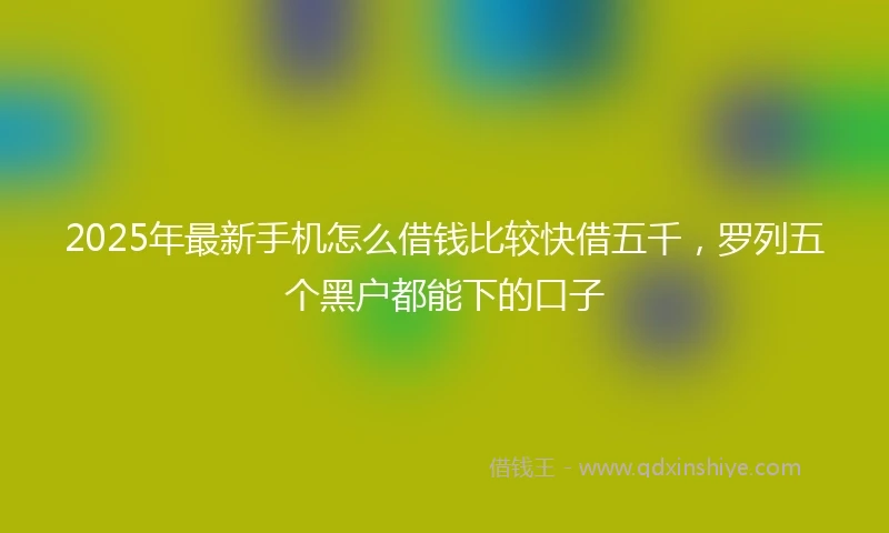 2025年最新手机怎么借钱比较快借五千，罗列五个黑户都能下的口子