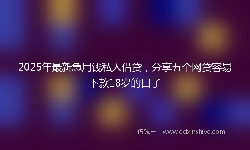 2025年最新急用钱私人借贷，分享五个网贷容易下款18岁的口子