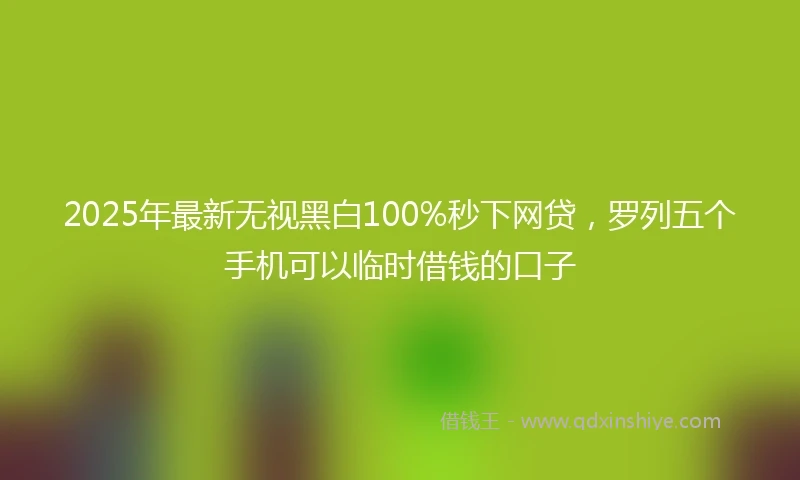 2025年最新无视黑白100%秒下网贷，罗列五个手机可以临时借钱的口子