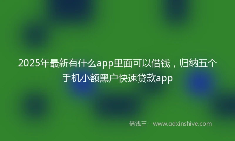 2025年最新有什么app里面可以借钱，归纳五个手机小额黑户快速贷款app