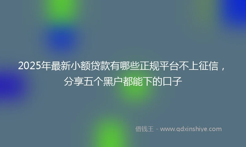 2025年最新小额贷款有哪些正规平台不上征信，分享五个黑户都能下的口子