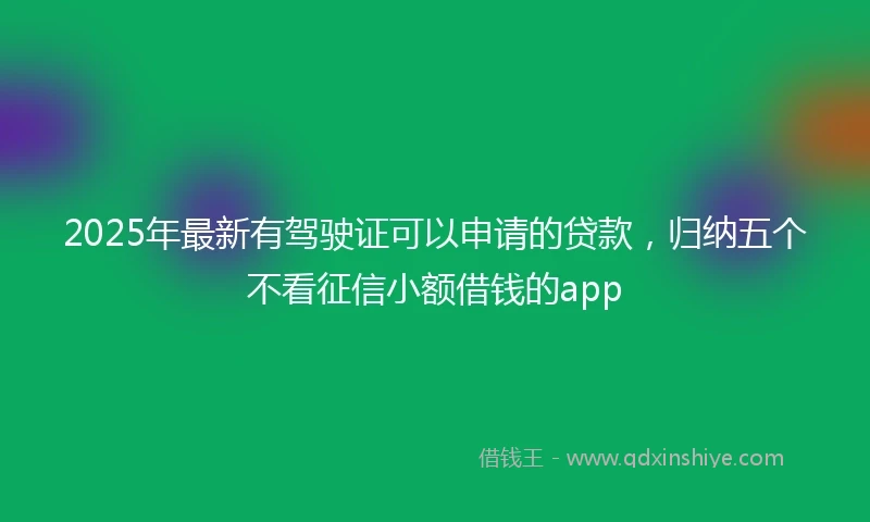 2025年最新有驾驶证可以申请的贷款，归纳五个不看征信小额借钱的app