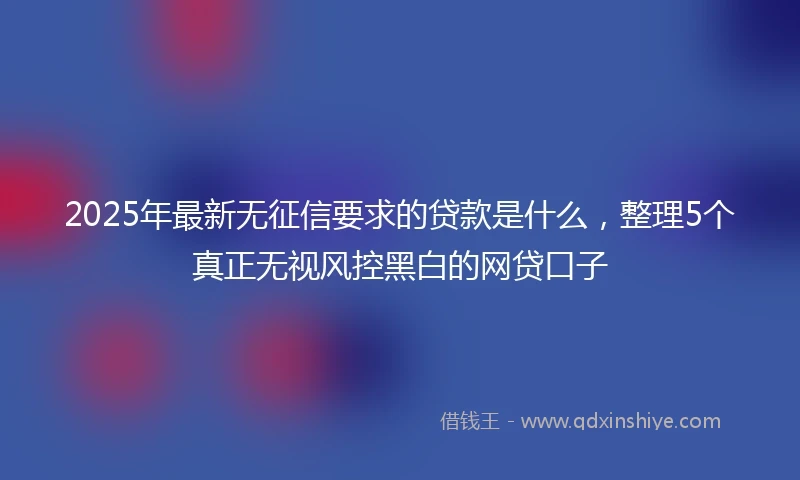 2025年最新无征信要求的贷款是什么，整理5个真正无视风控黑白的网贷口子