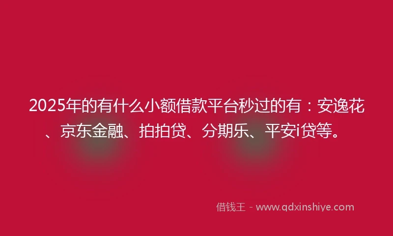2025年的有什么小额借款平台秒过的有：安逸花、京东金融、拍拍贷、分期乐、平安i贷等。