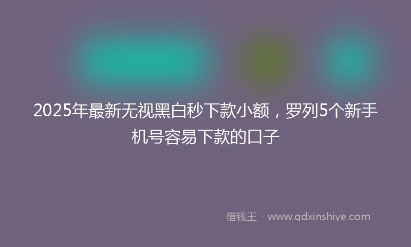 2025年最新无视黑白秒下款小额，罗列5个新手机号容易下款的口子