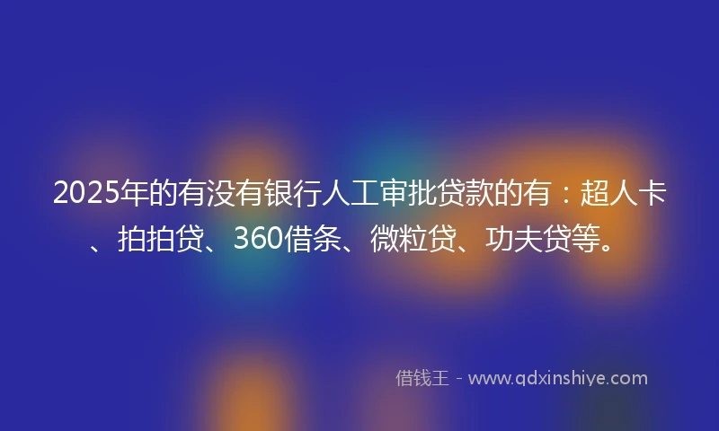 2025年的有没有银行人工审批贷款的有：超人卡、拍拍贷、360借条、微粒贷、功夫贷等。