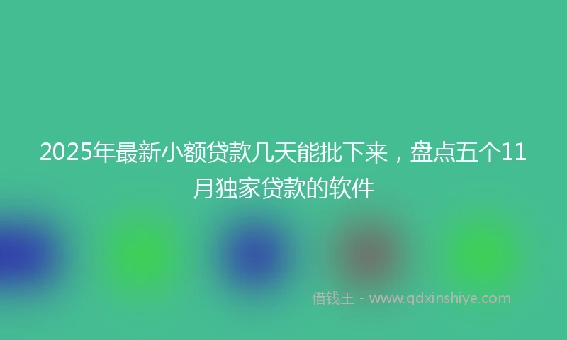 2025年最新小额贷款几天能批下来，盘点五个11月独家贷款的软件