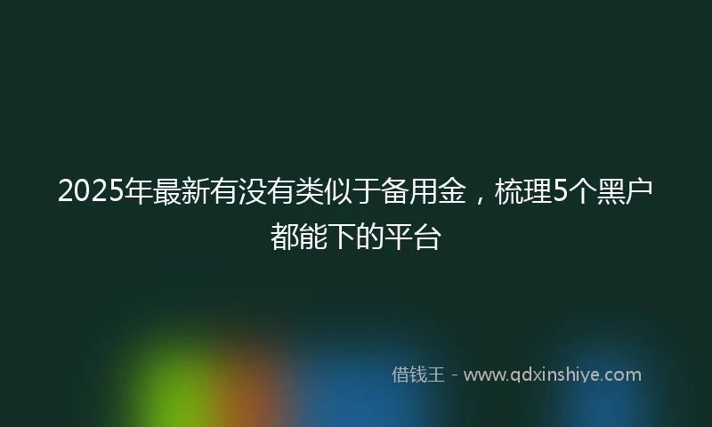 2025年最新有没有类似于备用金，梳理5个黑户都能下的平台