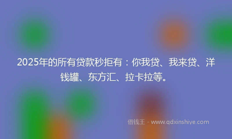 2025年的所有贷款秒拒有：你我贷、我来贷、洋钱罐、东方汇、拉卡拉等。