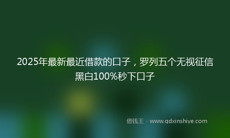 2025年最新最近借款的口子，罗列五个无视征信黑白100%秒下口子