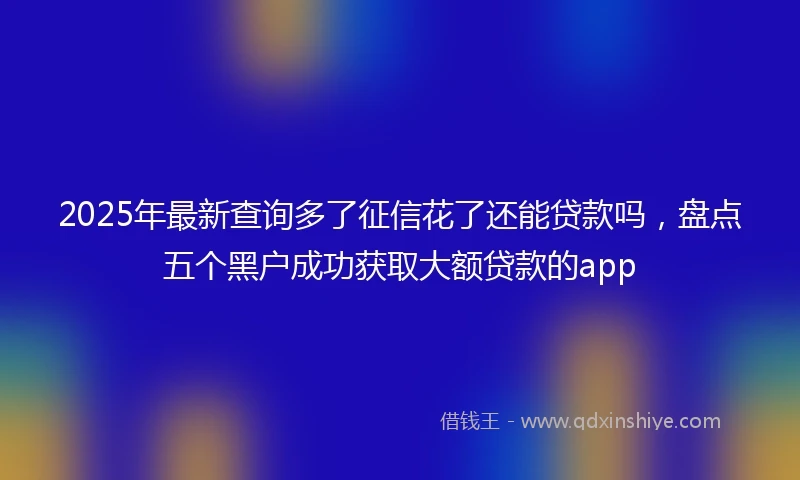 2025年最新查询多了征信花了还能贷款吗，盘点五个黑户成功获取大额贷款的app