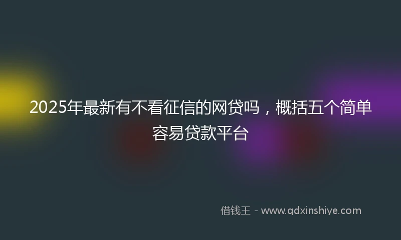 2025年最新有不看征信的网贷吗，概括五个简单容易贷款平台