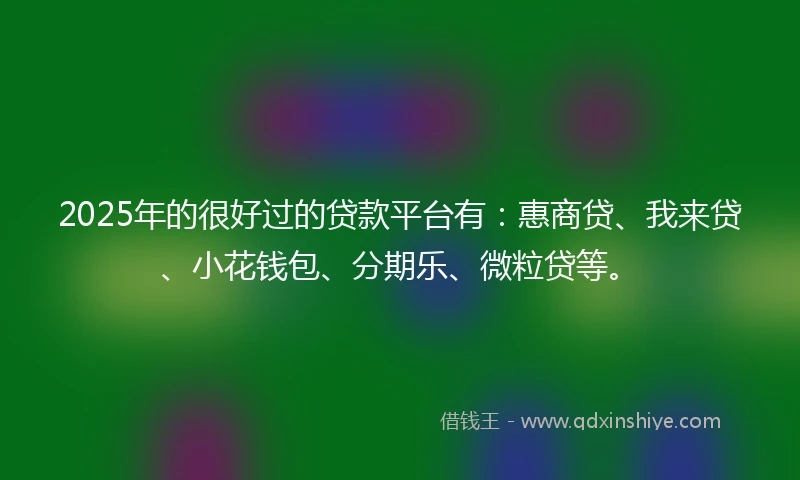 2025年的很好过的贷款平台有：惠商贷、我来贷、小花钱包、分期乐、微粒贷等。