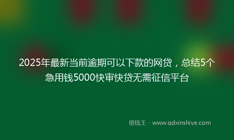 2025年最新当前逾期可以下款的网贷，总结5个急用钱5000快审快贷无需征信平台
