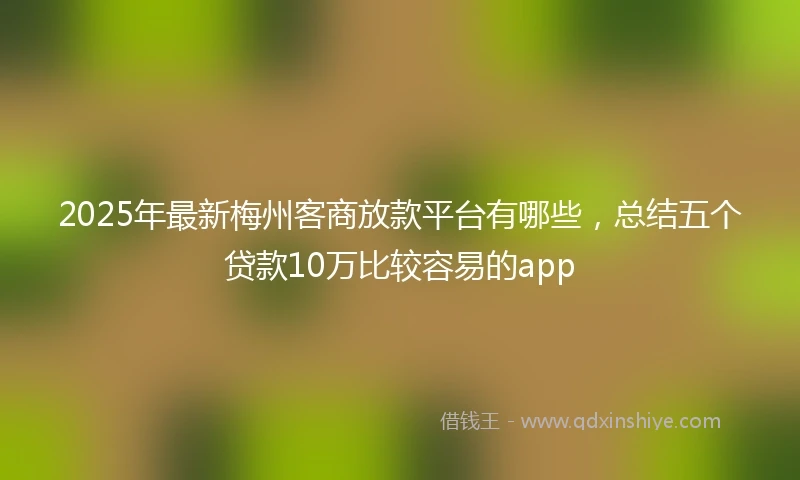 2025年最新梅州客商放款平台有哪些，总结五个贷款10万比较容易的app