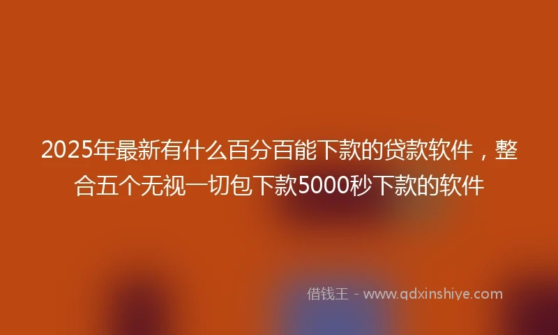 2025年最新有什么百分百能下款的贷款软件，整合五个无视一切包下款5000秒下款的软件