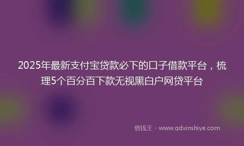 2025年最新支付宝贷款必下的口子借款平台，梳理5个百分百下款无视黑白户网贷平台