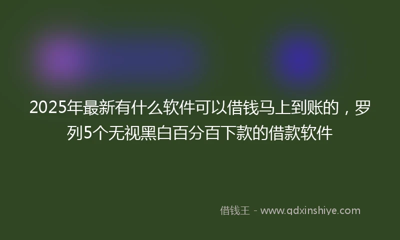 2025年最新有什么软件可以借钱马上到账的，罗列5个无视黑白百分百下款的借款软件