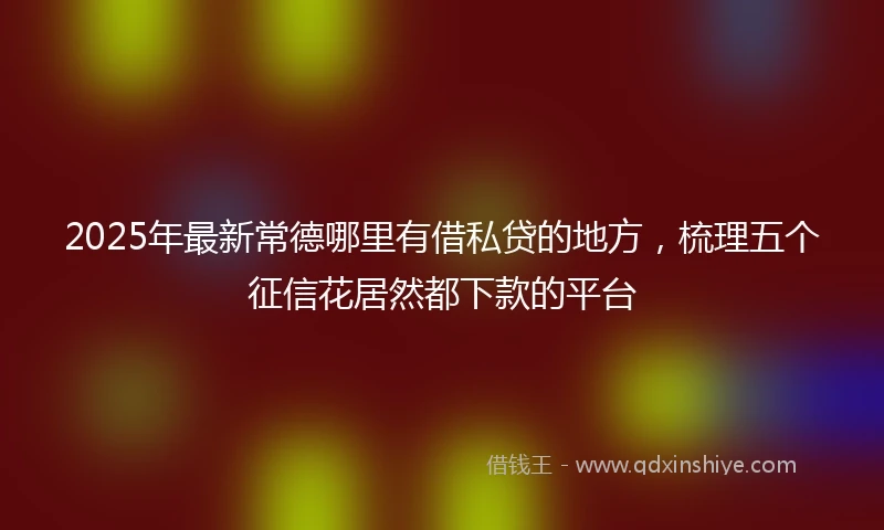 2025年最新常德哪里有借私贷的地方，梳理五个征信花居然都下款的平台