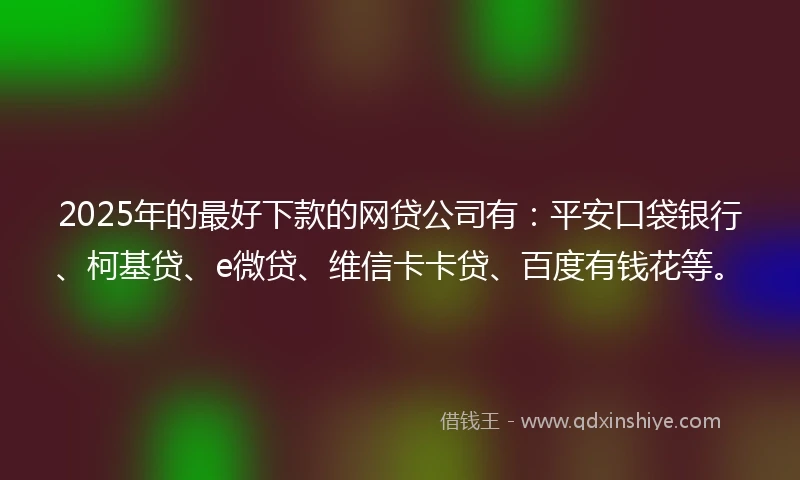 2025年的最好下款的网贷公司有：平安口袋银行、柯基贷、e微贷、维信卡卡贷、百度有钱花等。