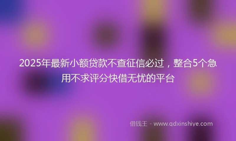 2025年最新小额贷款不查征信必过，整合5个急用不求评分快借无忧的平台