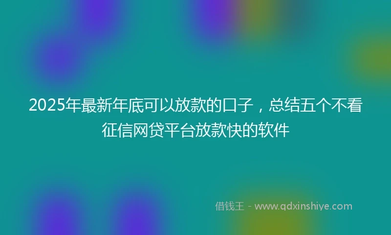 2025年最新年底可以放款的口子，总结五个不看征信网贷平台放款快的软件