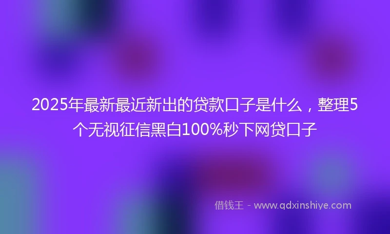 2025年最新最近新出的贷款口子是什么，整理5个无视征信黑白100%秒下网贷口子