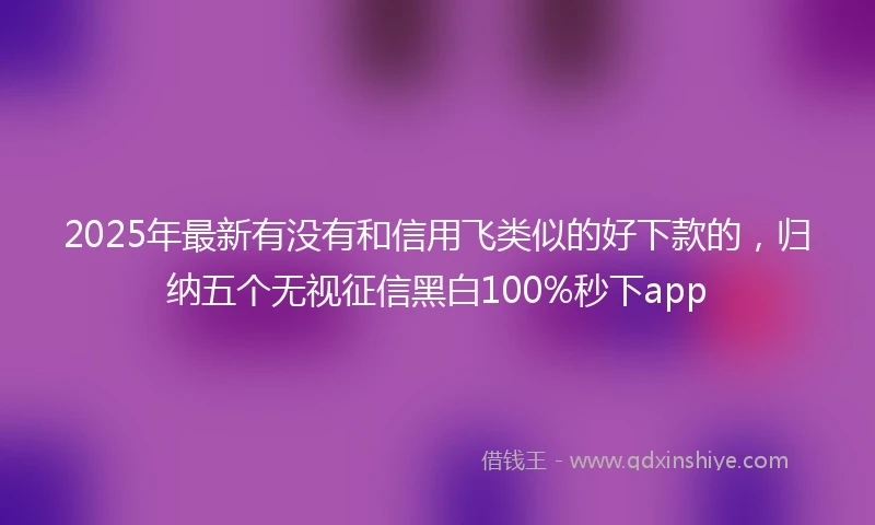 2025年最新有没有和信用飞类似的好下款的，归纳五个无视征信黑白100%秒下app