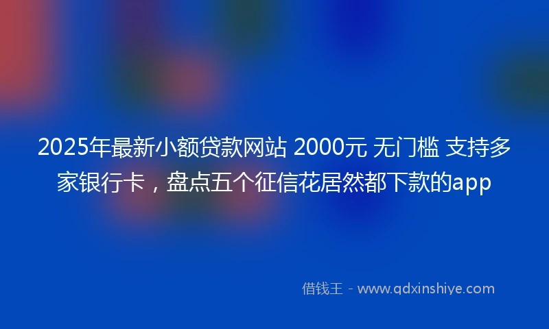 2025年最新小额贷款网站 2000元 无门槛 支持多家银行卡，盘点五个征信花居然都下款的app