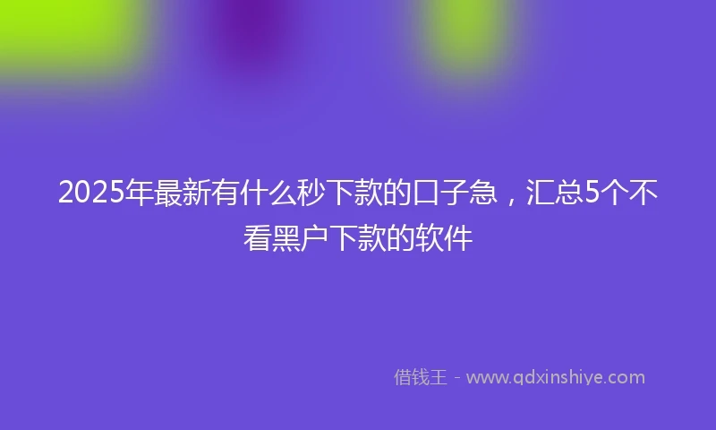 2025年最新有什么秒下款的口子急，汇总5个不看黑户下款的软件