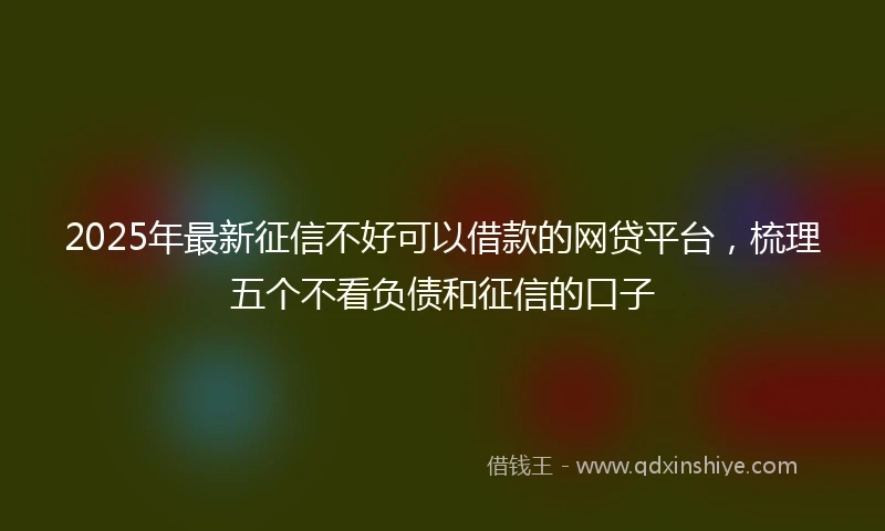 2025年最新征信不好可以借款的网贷平台，梳理五个不看负债和征信的口子