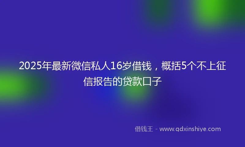 2025年最新微信私人16岁借钱，概括5个不上征信报告的贷款口子