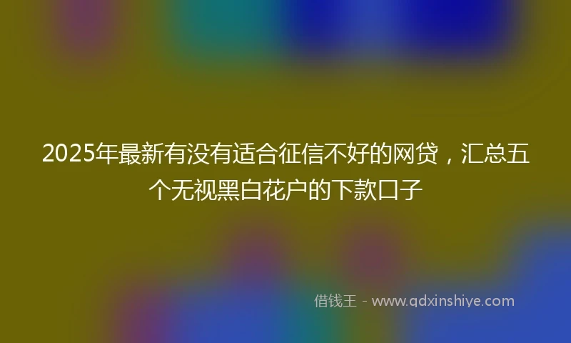 2025年最新有没有适合征信不好的网贷，汇总五个无视黑白花户的下款口子