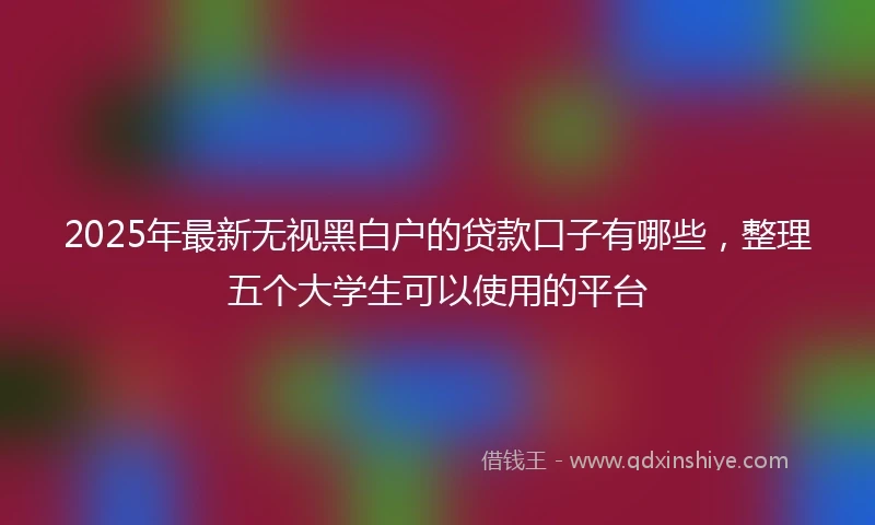 2025年最新无视黑白户的贷款口子有哪些，整理五个大学生可以使用的平台
